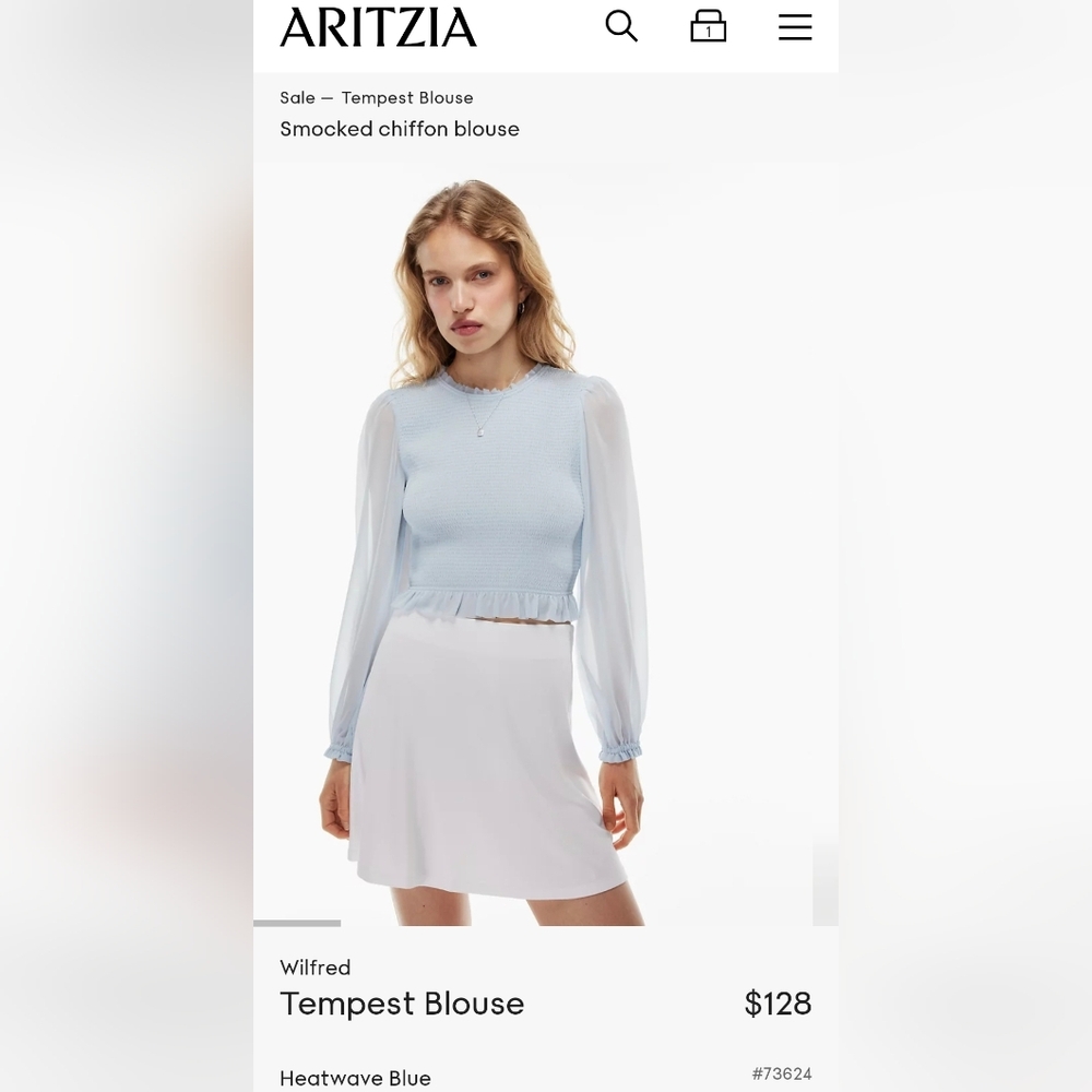 Aritzia Wilfred Sky Blue Chiffon Blouse